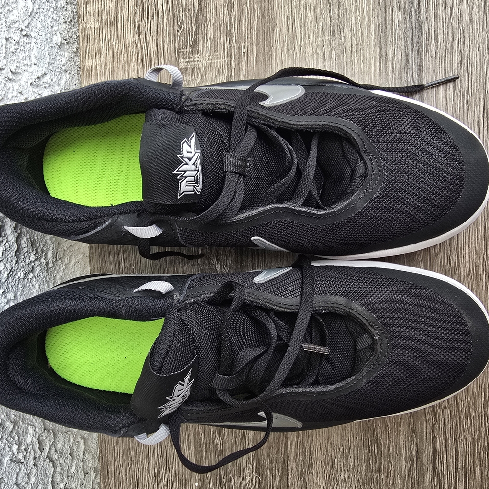 Black and Gray Sneakers with Neon Green Insole
